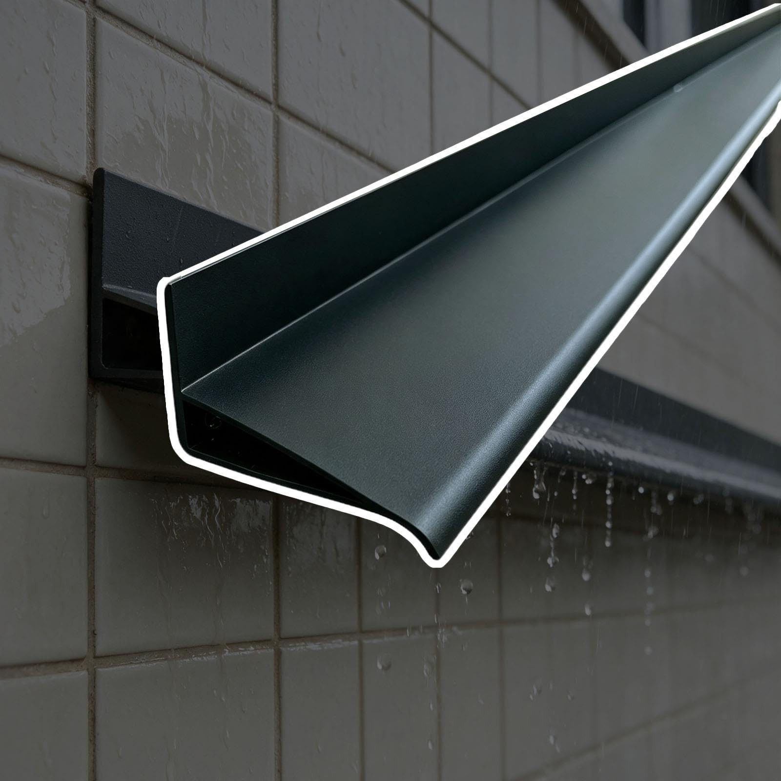 vierteaguas muro exterior Altura 2,8 3,2 CM Borde De Goteo Para Pared, Fijación Con Tornillo Desviador De Agua De Lluvia De Aleación De Aluminio(Black-10 pcs,W 5 CM H 3.2 CM L 150 CM)