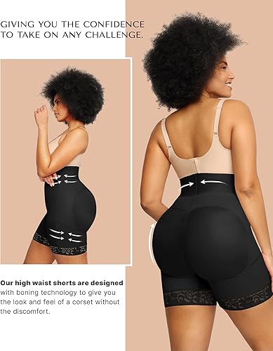 Miniatura 6 de SHAPELLX Pantalones cortos moldeadores de cuerpo de cintura alta para mujer, control de abdomen, adelgazantes, pantalones cortos para levantamiento