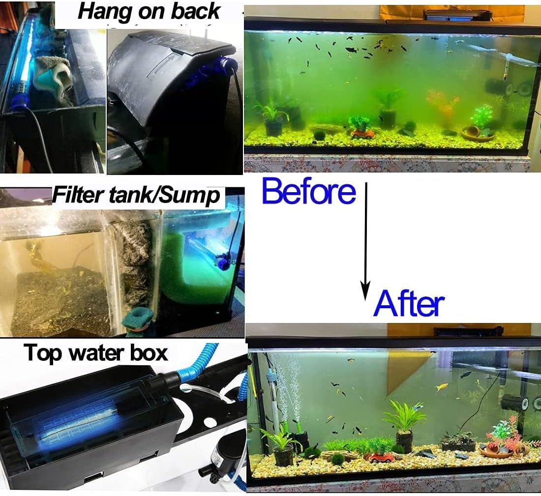 5W UVC Aquarium Green Clean Light Algae Clear Fish Tank Water Clean Lamp Submersible for Swim Pools Pond Fish Tank Filter Pump