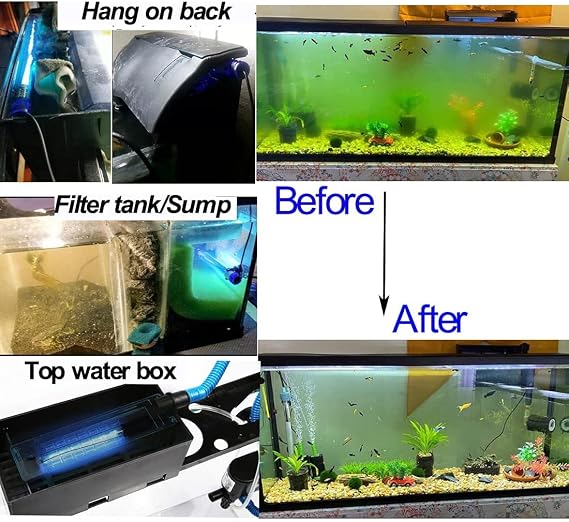 Aquarium Clean Light,Fish Tank Water Clean Light with Timer Submersible Green Clean Light Fish Tank Water Clean Green Algae Clear Aquarium Clean Lamp for Aquarium,Pond,Swimming Pool,Home Clean