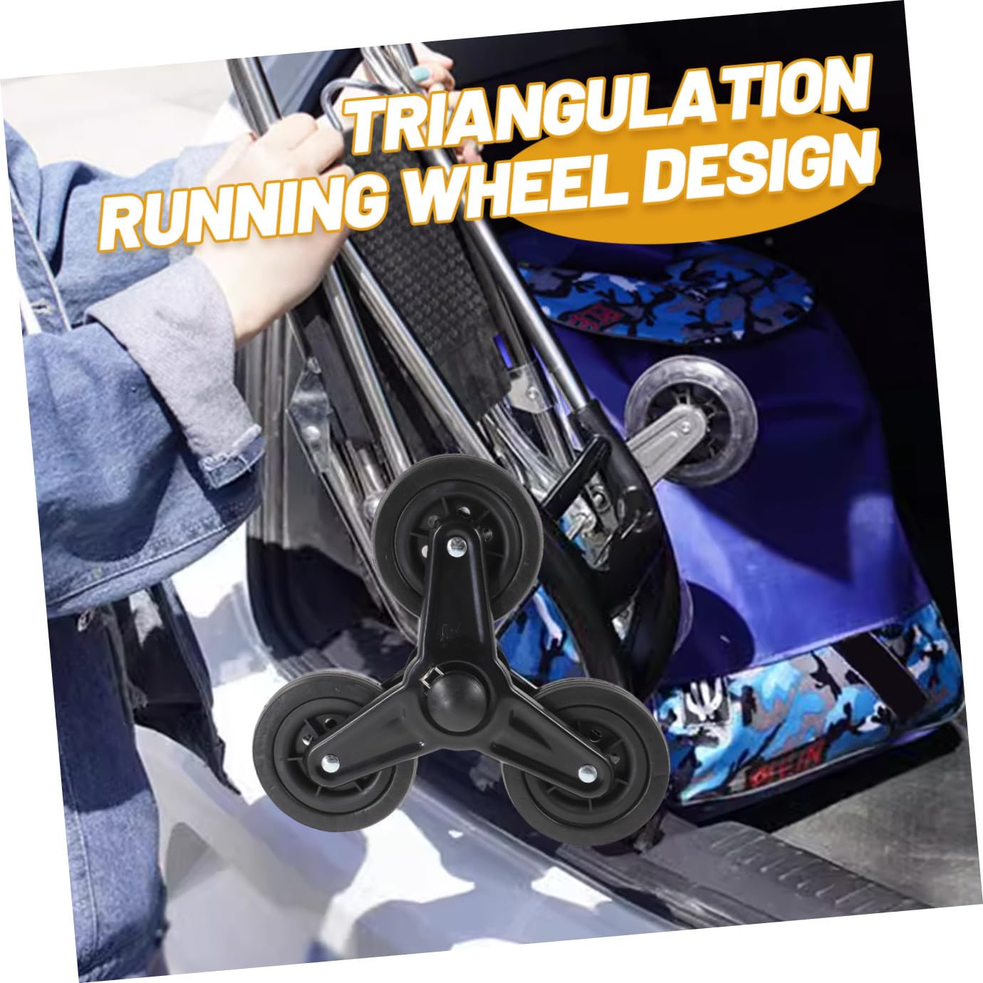 MAGICLULU Ruedas Triangulares para Carro de Compra Eje de Acero Inoxidable, Diseño Estable y Resistente para Subir Escaleras, Ruedas Duraderas para Carrito de Compras