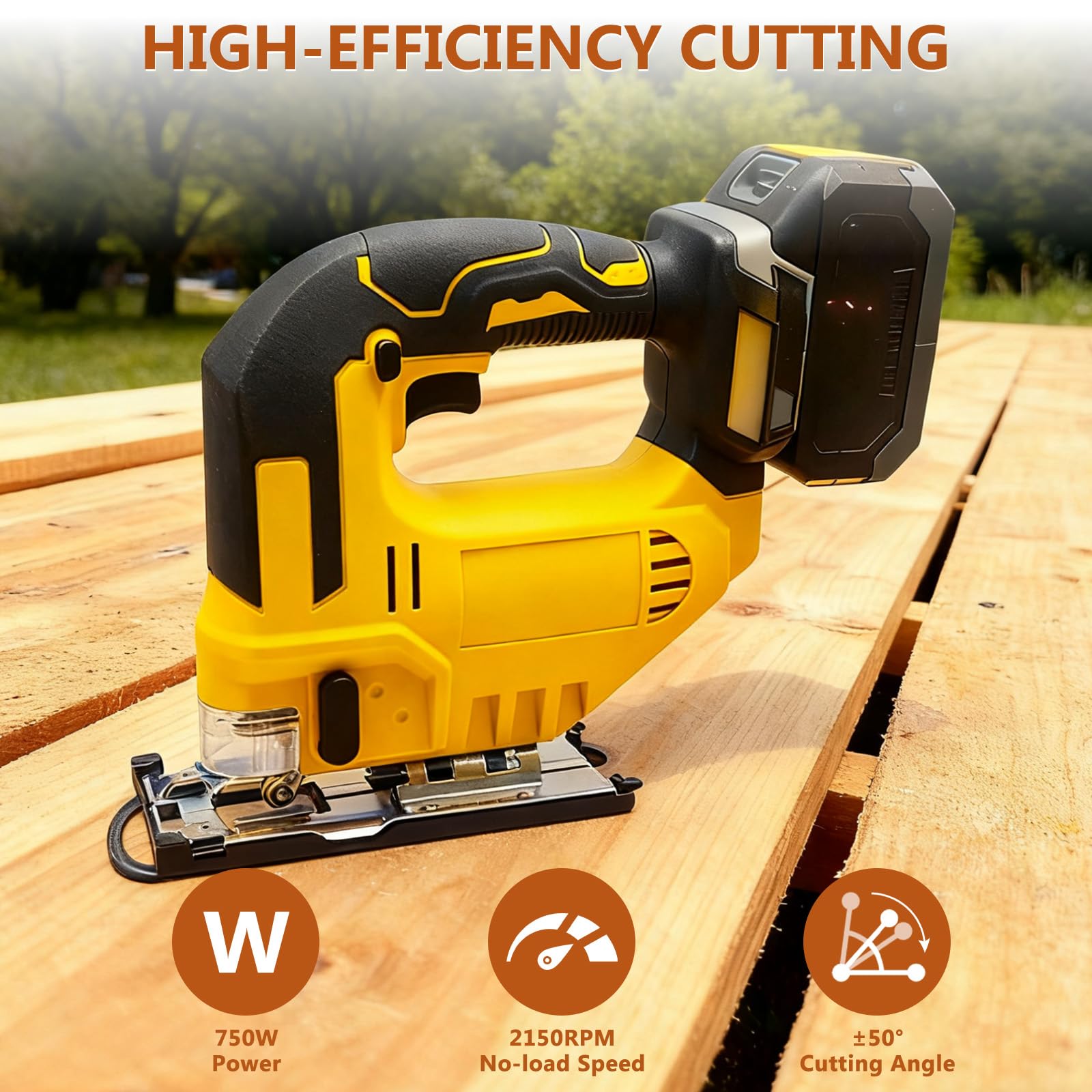 Sierra De Calar sin Cable Compatible con Batería Dewalt de 20V, 2700 rpm | 750W, Sierra de Calar Eléctrica con 6 Cuchillas de Repuesto, Corte en Angulo de 0°-50° para Metal, PVC, Madera, Plástico