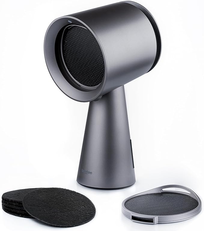 BREETEE Portable Range Hood Kitchen–5-Layer Filter Compact Desktop Exhaust Fan, Powerful 3-Speed Smoke Removal, Low Noise Countertop Range Hood, Oil Cup, for Apartments, Dorm, RV, Indoor BBQ - Grey