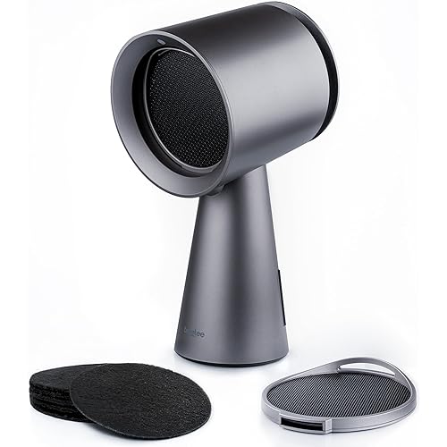 BREETEE Portable Range Hood Kitchen–5-Layer Filter Compact Desktop Exhaust Fan, Powerful 3-Speed Smoke Removal, Low Noise Countertop Range Hood, Oil Cup, for Apartments, Dorm, RV, Indoor BBQ - Grey