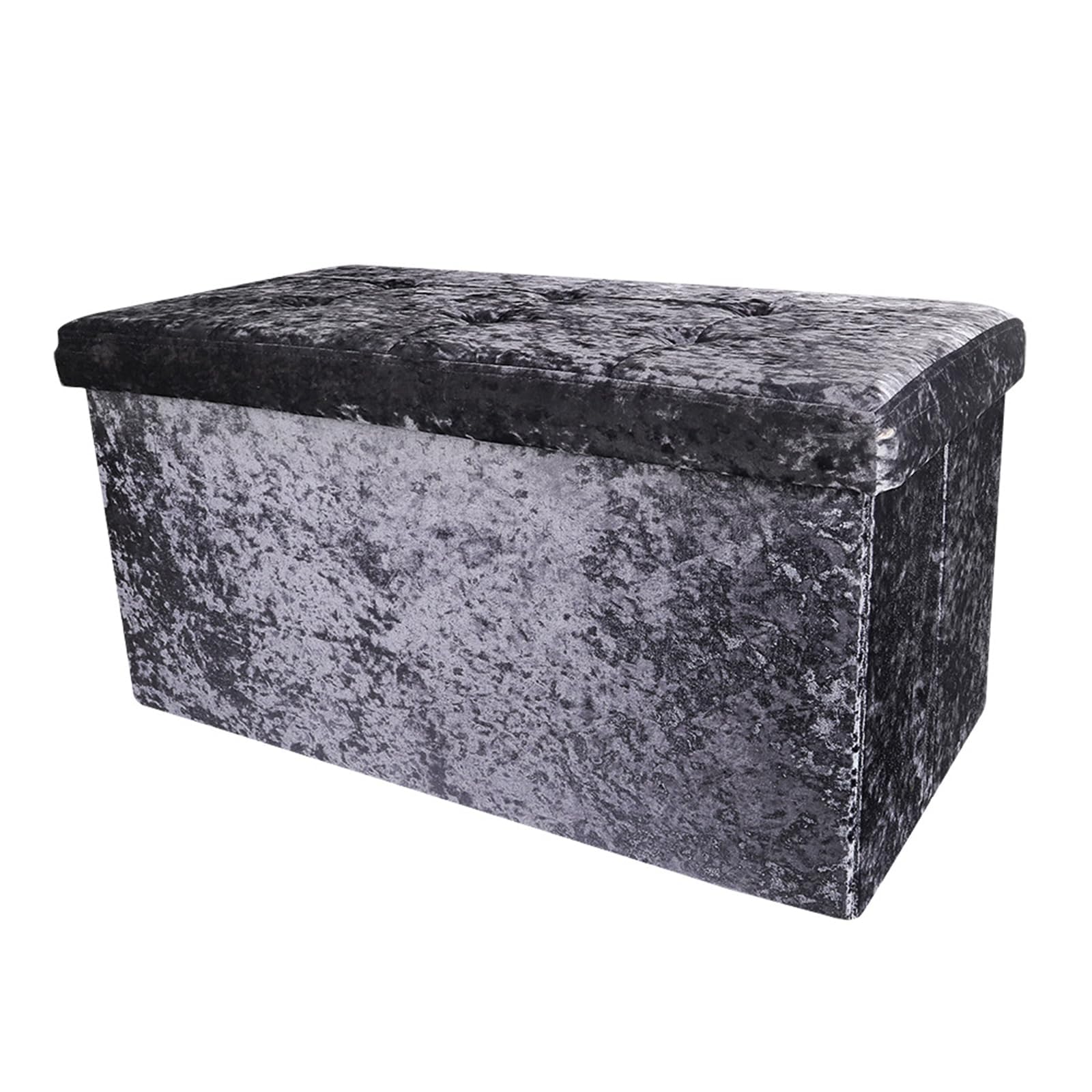 Dripex Folding Storage Ottoman Box, Crushed Velvet Bench, 76x38x38 cm