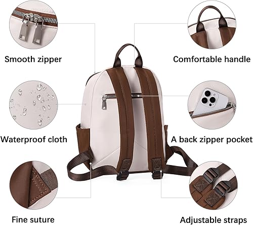 Miniatura 5 de Mochila monedero para mujer, mochila convertible de moda, 0 blanco con marrón, Mochilas de viaje