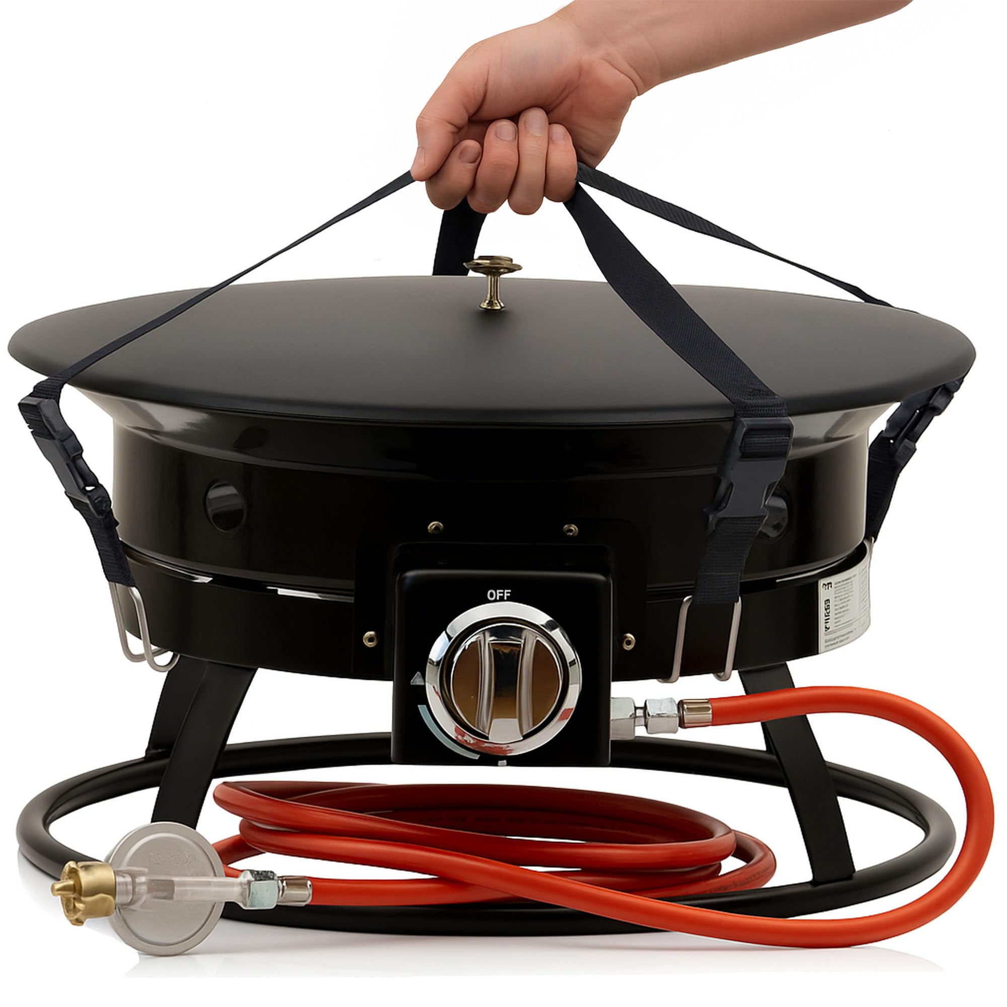 BBQ-Toro Gas Feuerstelle mit Lavasteinen | Ø 48 cm - 12 kW | Outdoor Feuerstelle, Feuerschale Camping, tragbare Gartenfeuerschale, Gas Fire Pit Outdoor | Feuerschalen für den Garten, Terrasse