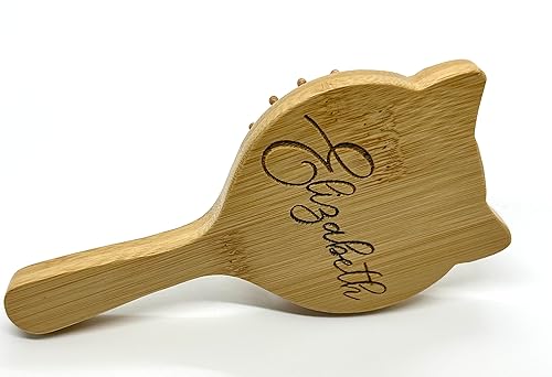 Miniatura 4 de Personalized Brush Kitty hair brush bamboo wood engraved small hand travel brush gift for daughter