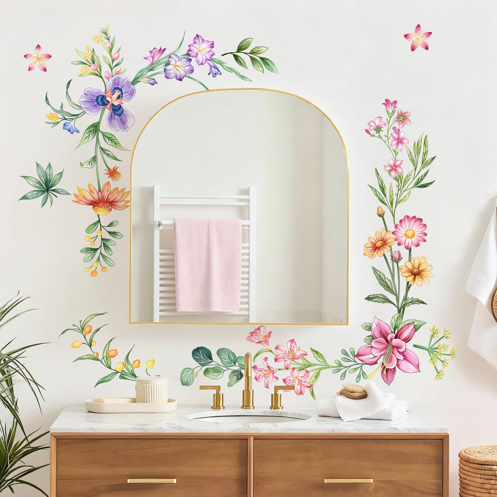 Tanlaby Retro Colorful Wildflower Wall Stickers - Image 2