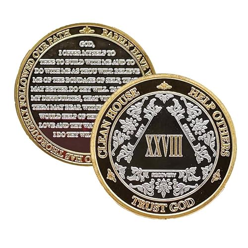 Silver & Gold 1-60 Years (28 Year (XXVIII)) Alcoholics Anonymous Medallion AA Coin Capsule Included