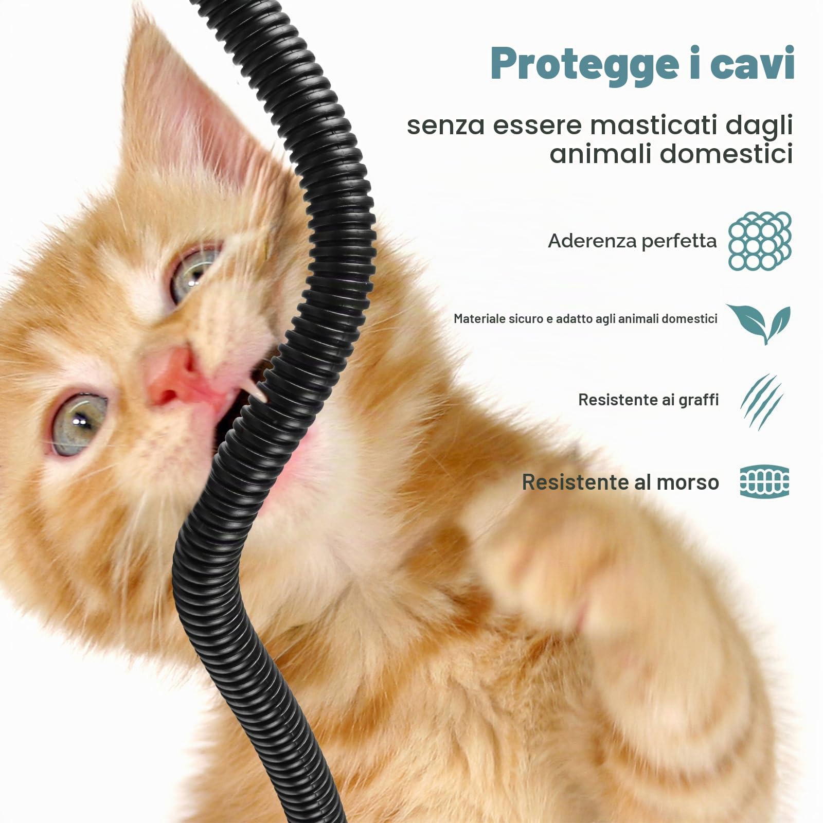 Guaina per Cavi Elettrici, Tubo Corrugato Flessibile, Tubo Guaina Isolante Protettivo Cavo Filo per la Gestione di TV, Computer, Case, Uffici e Giardini. Protezione Anti-Morso per Cani e Gatti