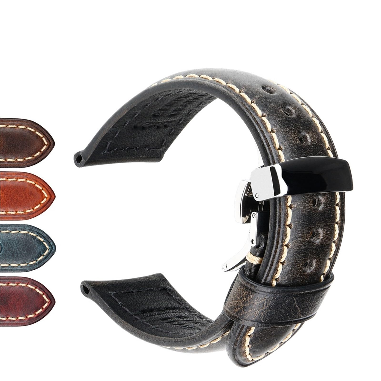 Generico Bracelet en cuir pour montre - 20/22/24 mm avec boucle pour smartwatch