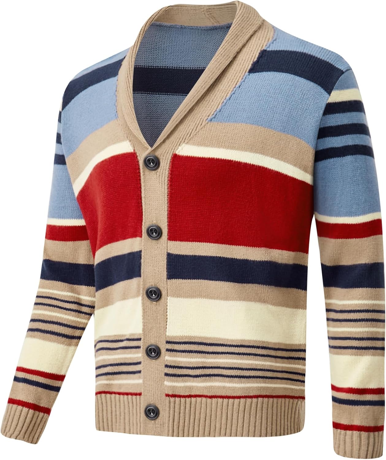 Men's Casual Cardigan Sweater Long Sleeve Casual V Neck Button Down Cable Knitted Sweater