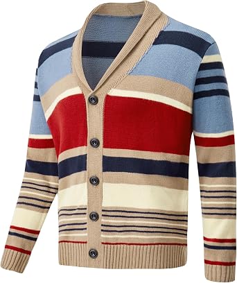 Mens Casual Cardigan Sweater Long Sleeve Casual V Neck Button Down Cable Knitted Sweater