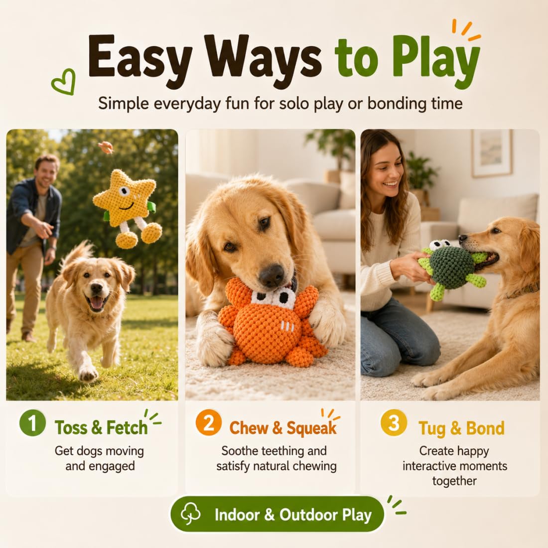 Juguete para Perros con Sonido, Peluche Crujiente para Cachorros y Perros Medianos/Grandes, Interactivo de Enriquecimiento, Algodón Resistente para Lanzar, Tirar y Jugar (Star+Crab)