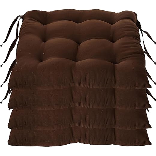 Kuber Industries Chair Pad Set of 4 - Brown