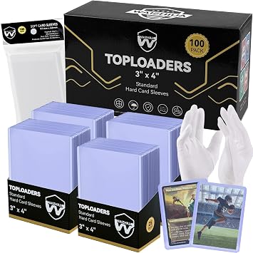 200 Card Sleeves Top Loaders for Cards, 3" x 4" Standard Premium Toploaders Card Holders Hard Plastic Card Protectors for Trading Sports Football Game Cards100 Toploaders + 100 Penny Sleeves