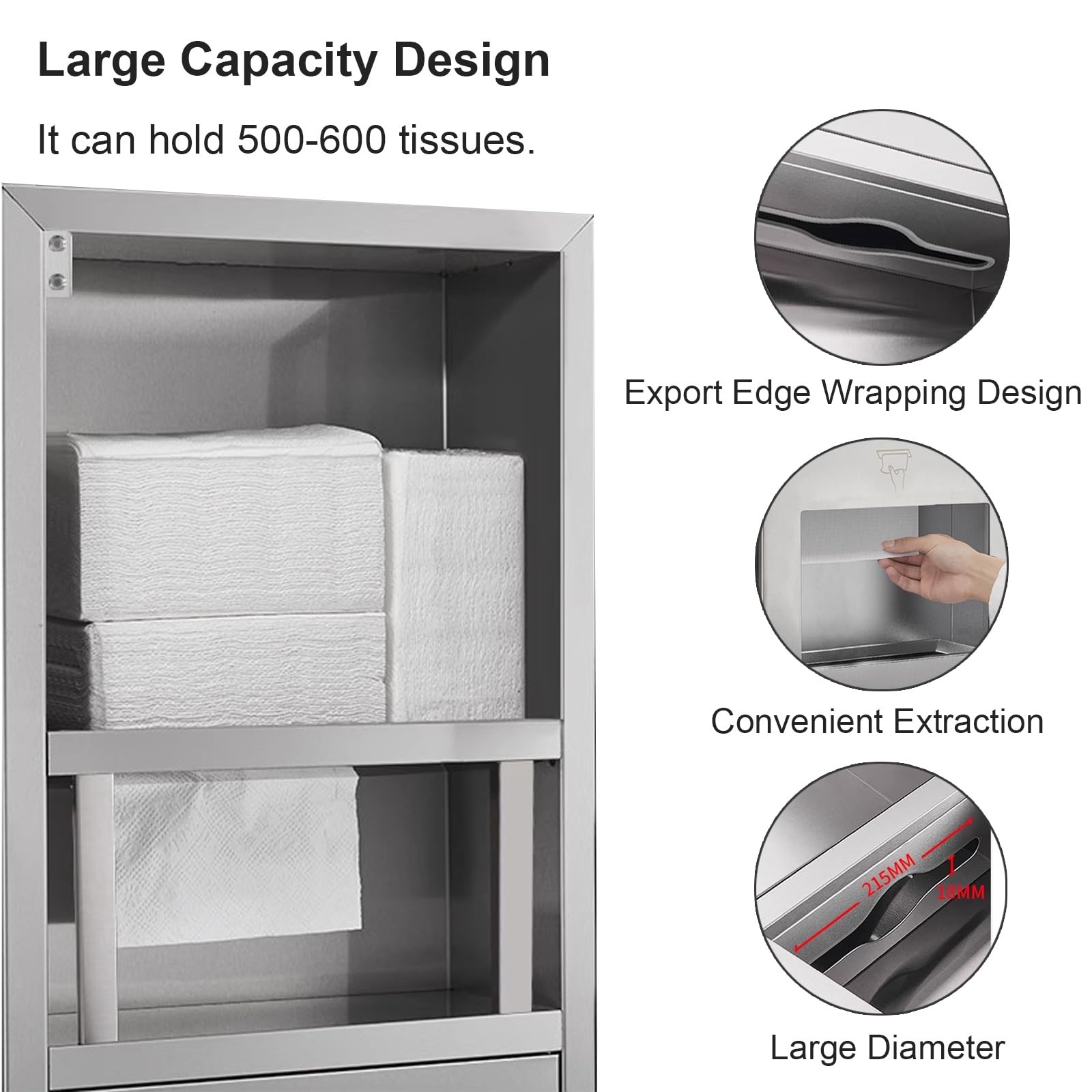 Dispensador Papel Secamanos con Cubo Basura, Dispensador de Papel de Manos en Acero Inoxidable 304, Papelera Cocina, para Uso Doméstico y Comercial(Gold,750x310x150mm)