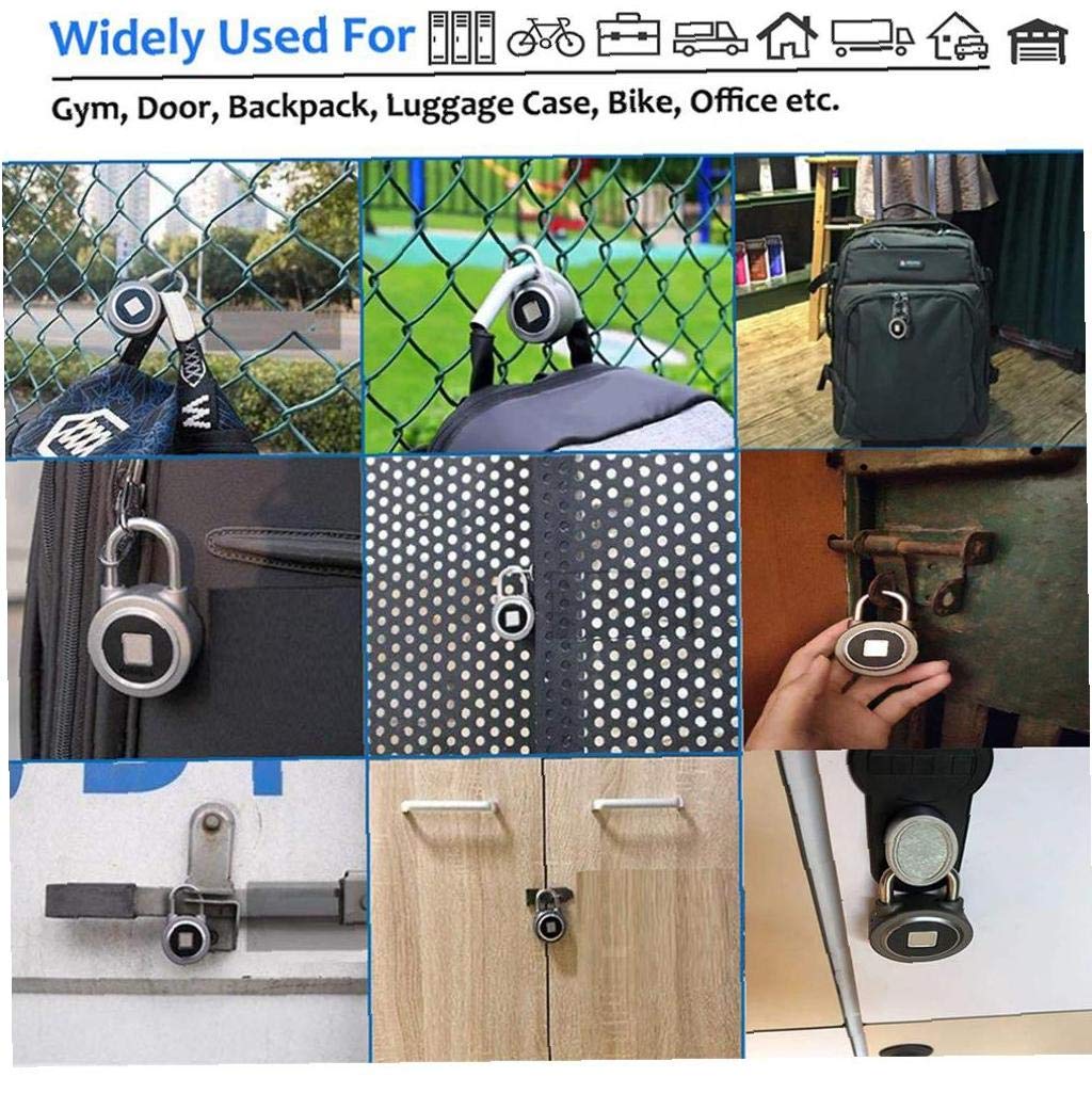 Huella Digital Candado Bloqueo Inteligente Bluetooth USB Recargable Ip65 Resistente Al Agua Ideal para Puerta De La Casa Maleta 1pc Inteligente Candado Recargable USB Lock