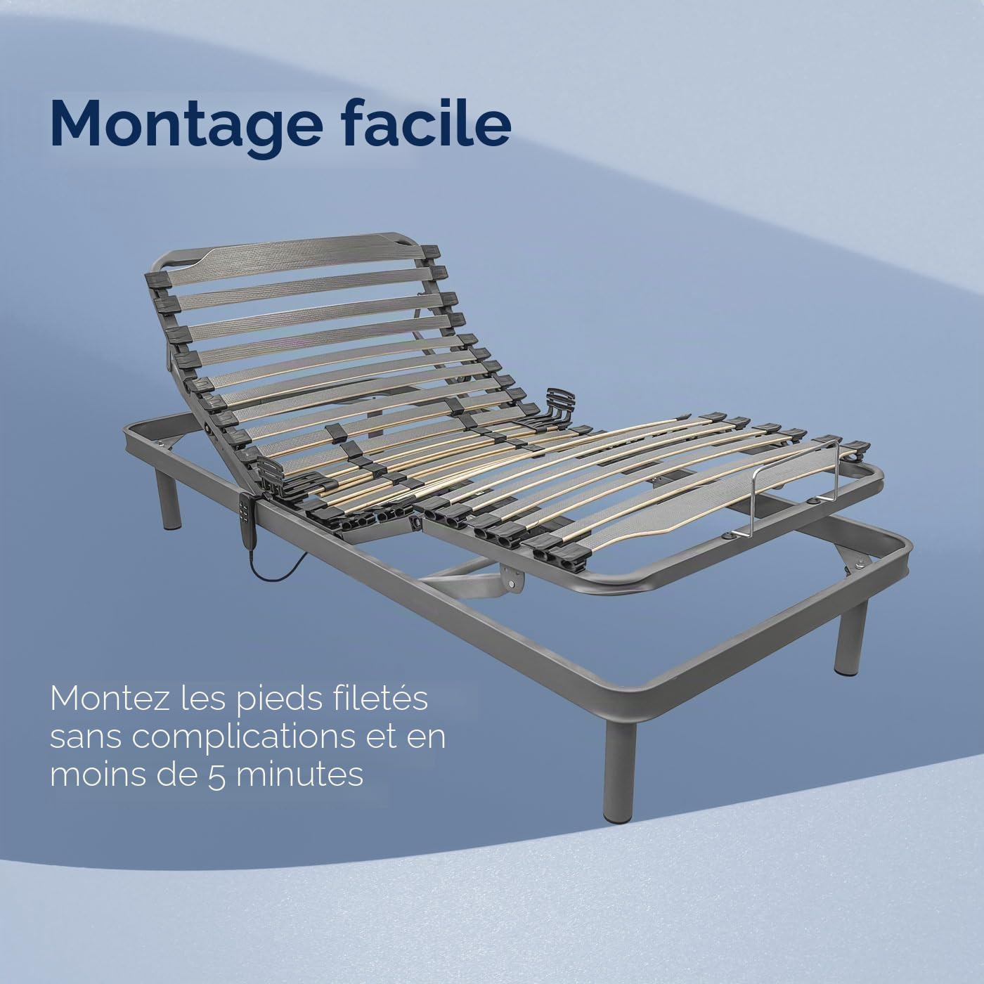 DUÉRMETE Online Ergomedic Pro Pack lit électrique articulé renforcé + Matelas sanitaire Sanipur + Garde-Corps en Acier Inoxydable 90 x 190 cm