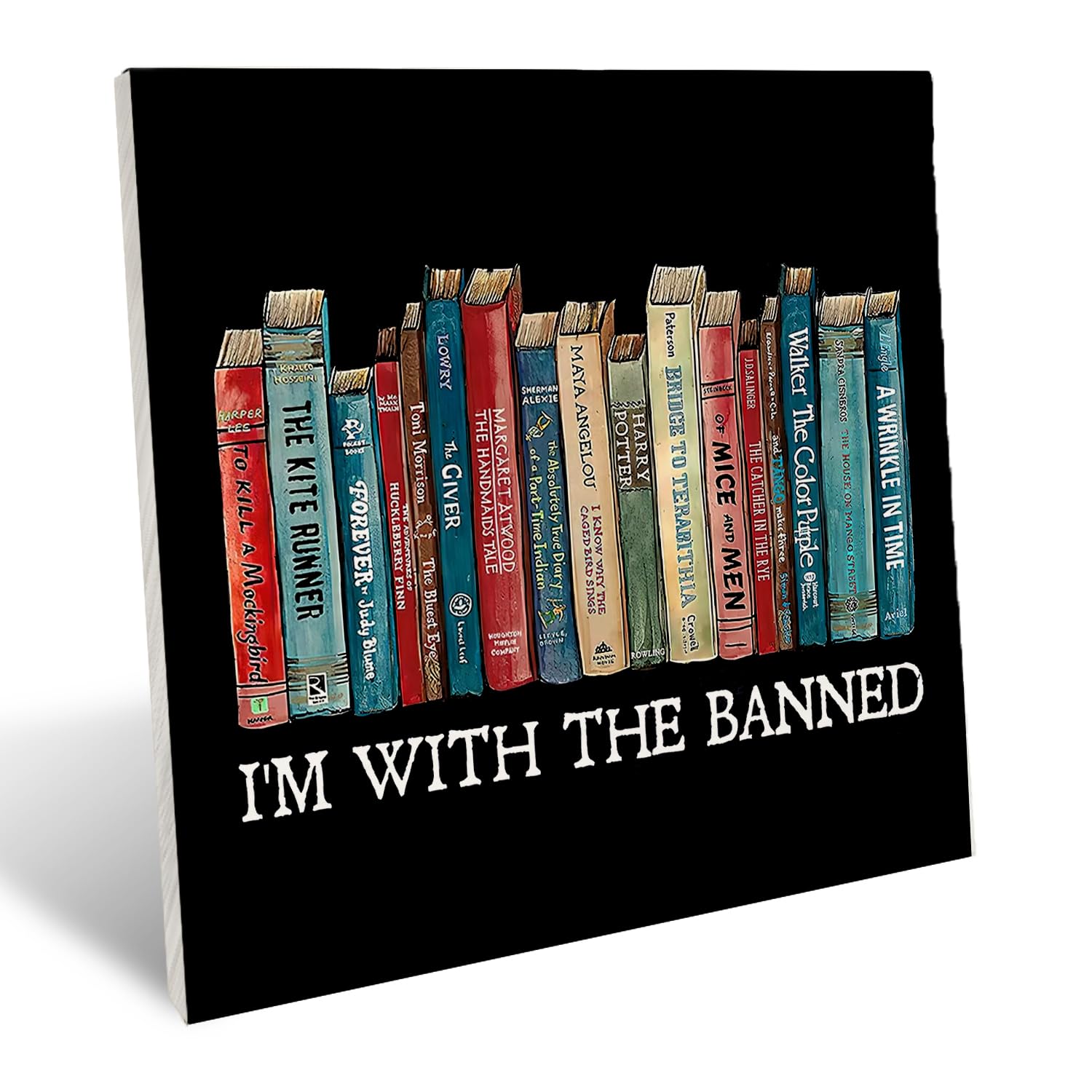 UNCDLV Book Lovers Gifts, Librarian Gifts, Bookshelf Reading Nook Decor, Reading Corner Decor, Library Decor, Book Lover Decor - I'm with the Banned