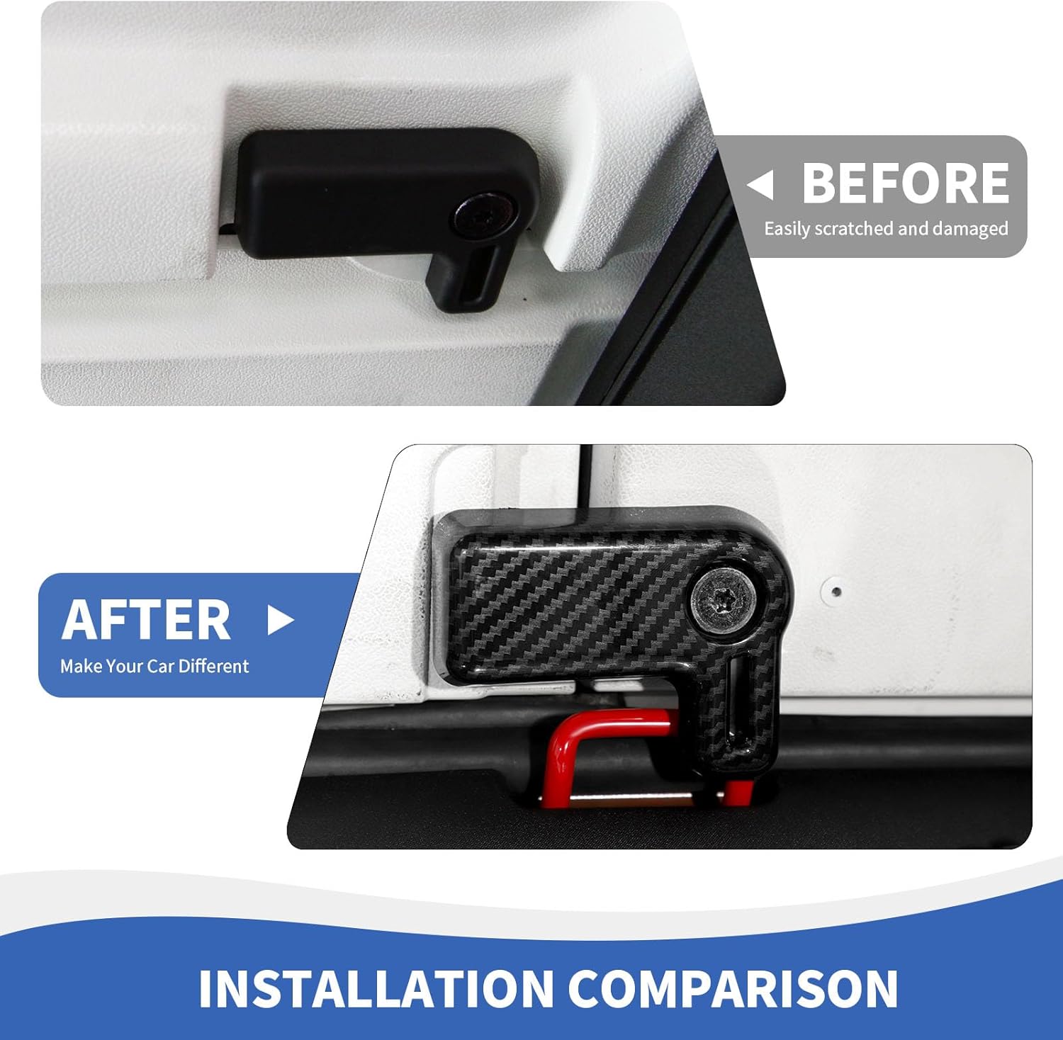 RAZPOY JK Freedom Panel Latch Trim Hardtop Roof Removal Switch Handle Cover Compatible with 2007-2017 Jeep Wrangler JK JKU, Carbon Fiber