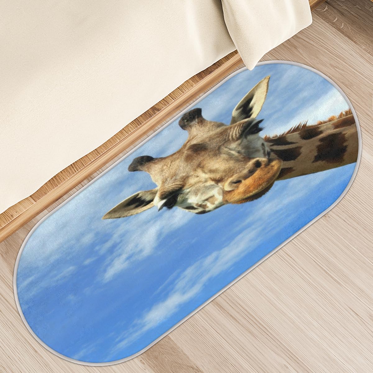 Tapis antidérapant poils longs 50x120 cm motif girafe pour chambre enfant et cuisine