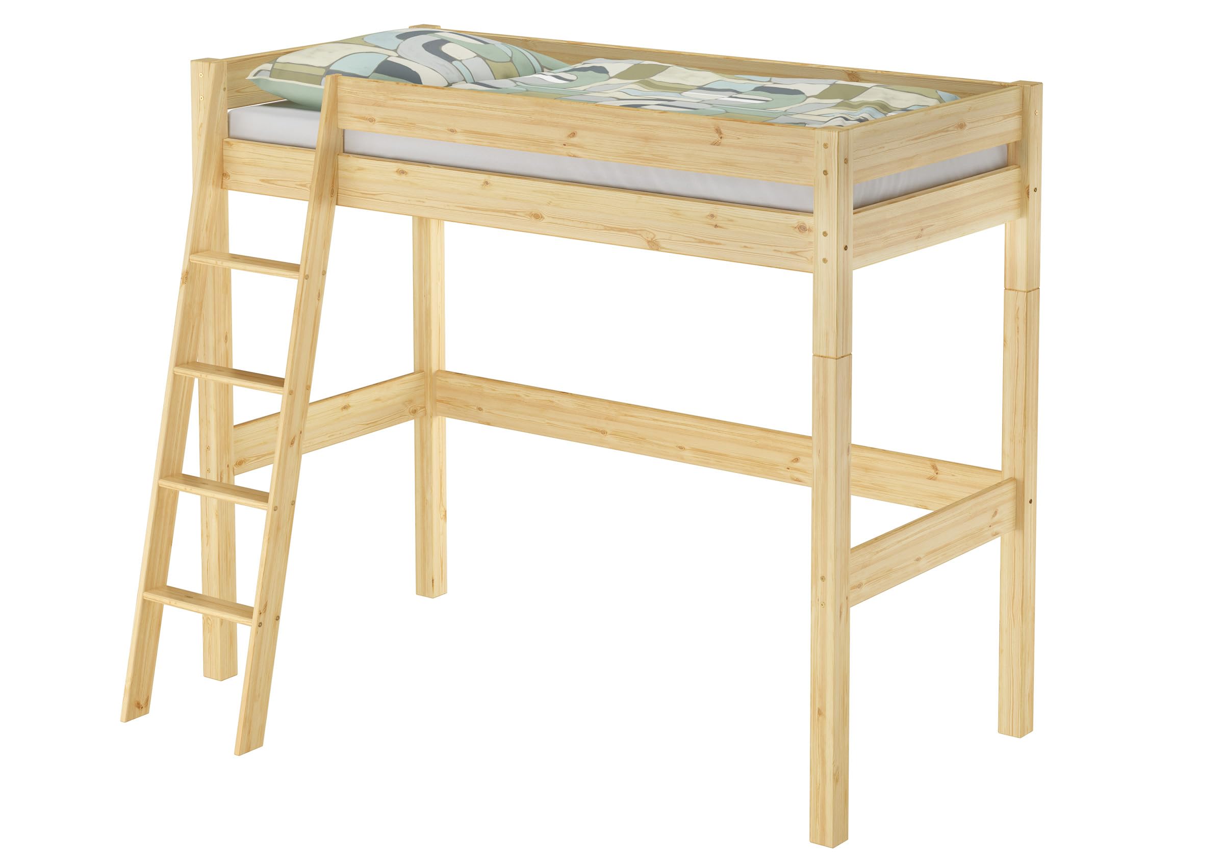 Erst-Holz Zubehör für Einzelbett zur Erweiterung zum Hochbett Pfosten Leiter, Sicherung V-60.20Z-09 (Kiefer)