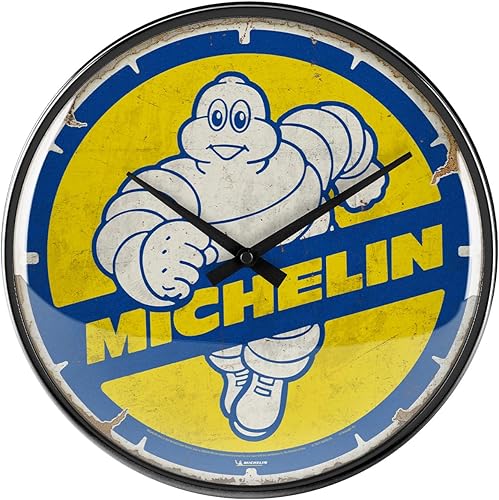 Miniatura 1 de Nostalgic-Art Reloj de pared retro, Ø 12.2", Michelin - Bibendum 80s - Idea de regalo para ventiladores de motor, producto oficial (OLP), reloj de