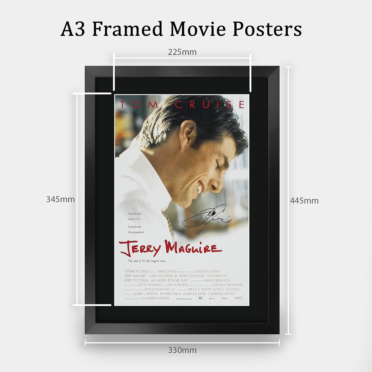 HWC Trading Jerry McGuire Movie Poster Tom Cruise Signed 16 x 12 inch Framed Gift Printed Autograph Film Print Photo Picture Display - 16" x 12" Framed
