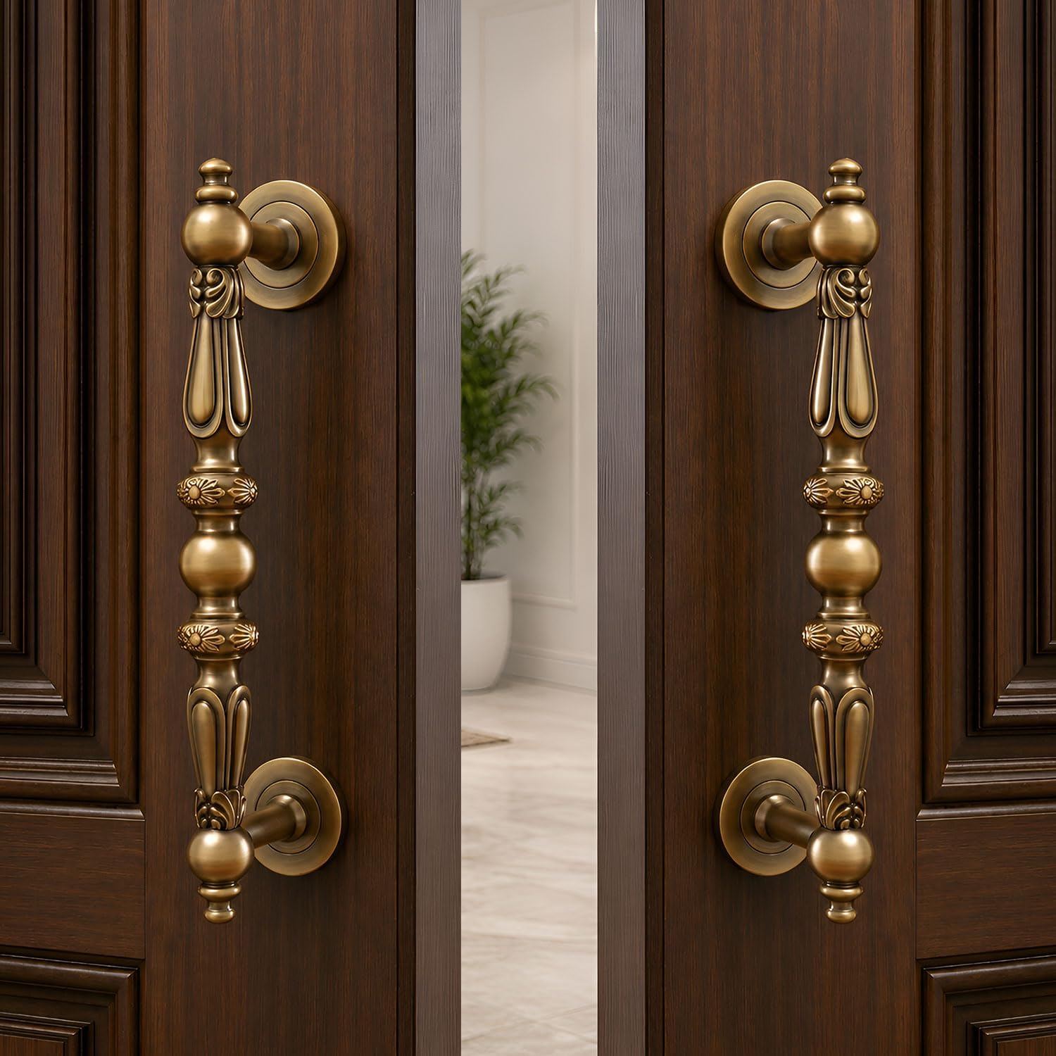 VOLO Main Door Handle/Door Handles for Main Door/Glass Door Handle/Pull Handles, for Home/Office/Hotels (Antique Brass)(Rajwadi Handle) (8" (200 mm), 2)