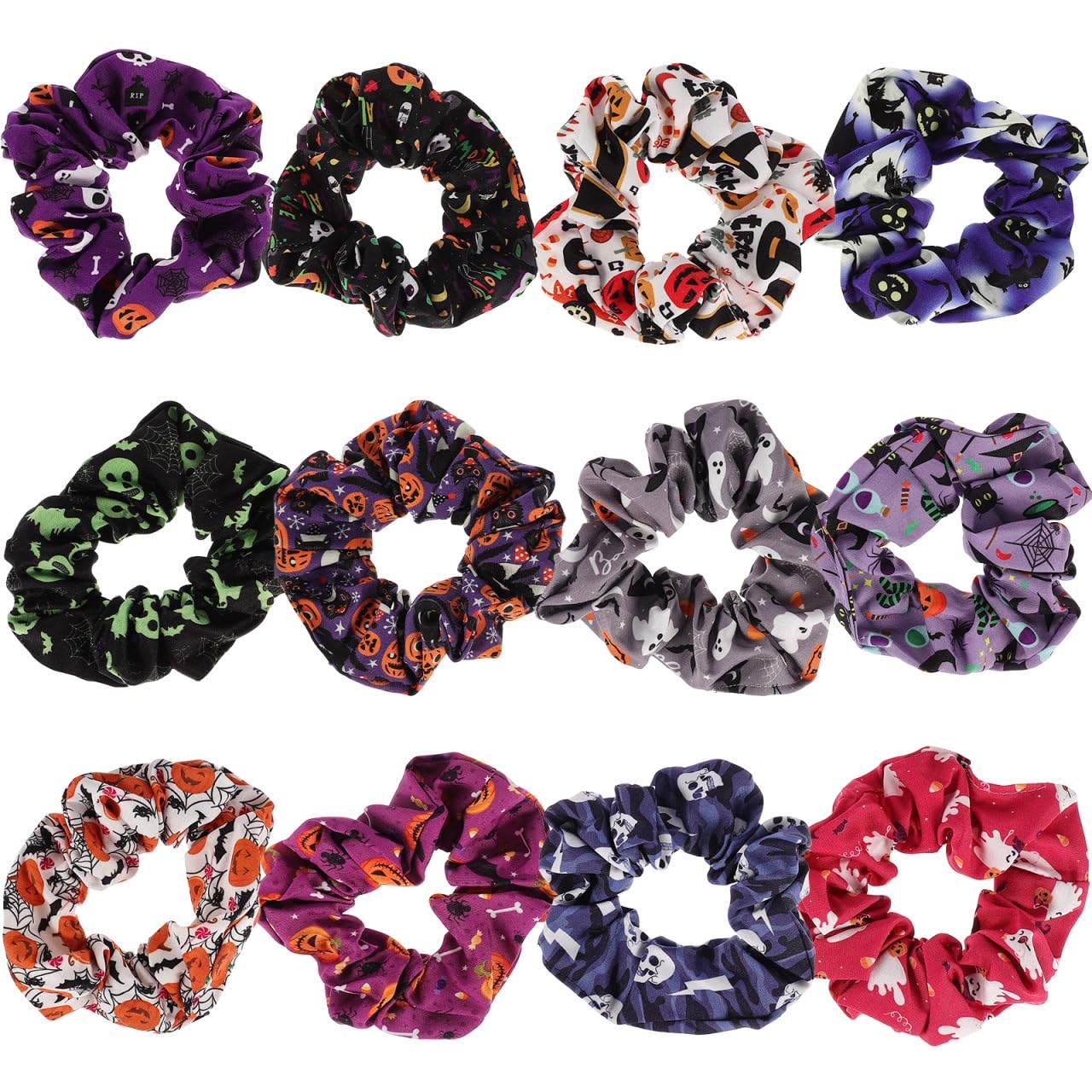 UKCOCO 12Pcs Halloween Hair Scrunchies for Women Elastic Hair Ties for Parties Durable Accessories Comfortable and Stylish Ponytails and Buns