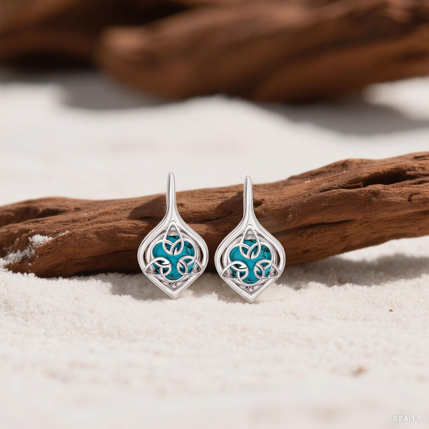 Celtic Turquoise Earrings 925 Sterling Silver Genuine Turquoise Celtic Earrings Western Jewelry Gemstone Turquoises Jewelry Gifts for Women