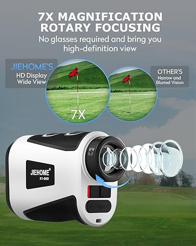 Miniatura 5 de Telémetro de golf X1 con pendiente, bloqueo de asta de bandera y vibración, telémetro láser 660/1100YDS para golf y caza, buscador láser recargable