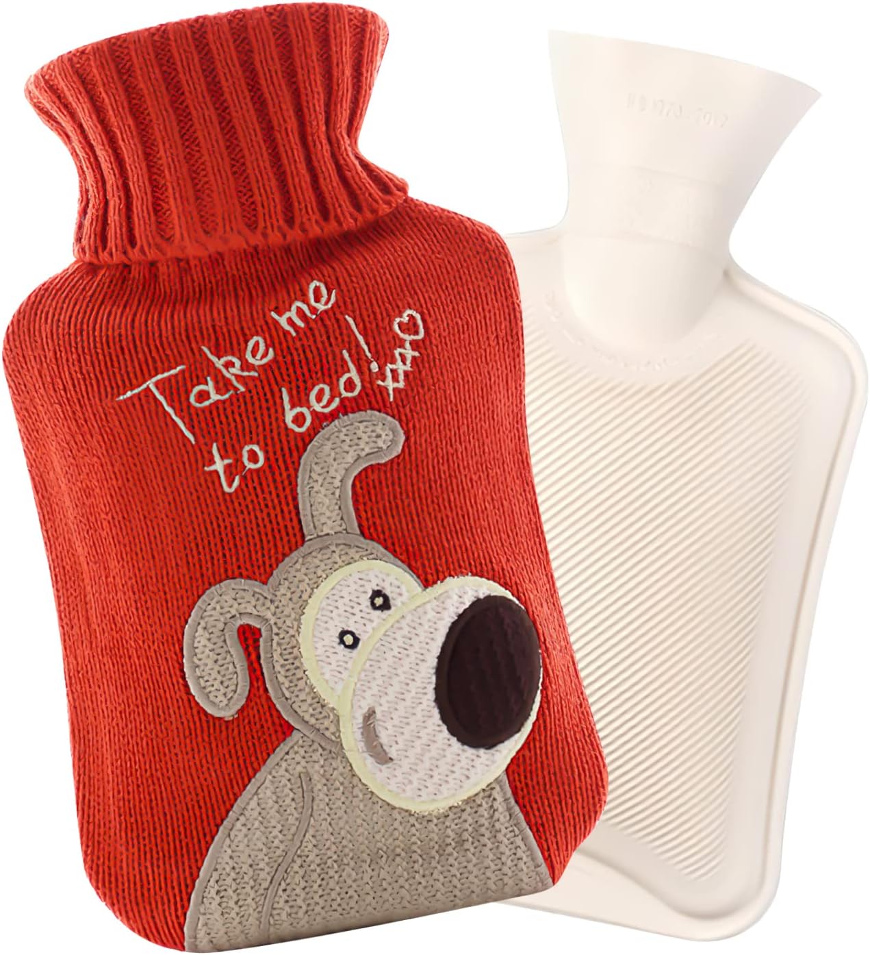 Small Hot Water Bottle, Hot Water Bottle with Cute Fleece Cover 1L Hot