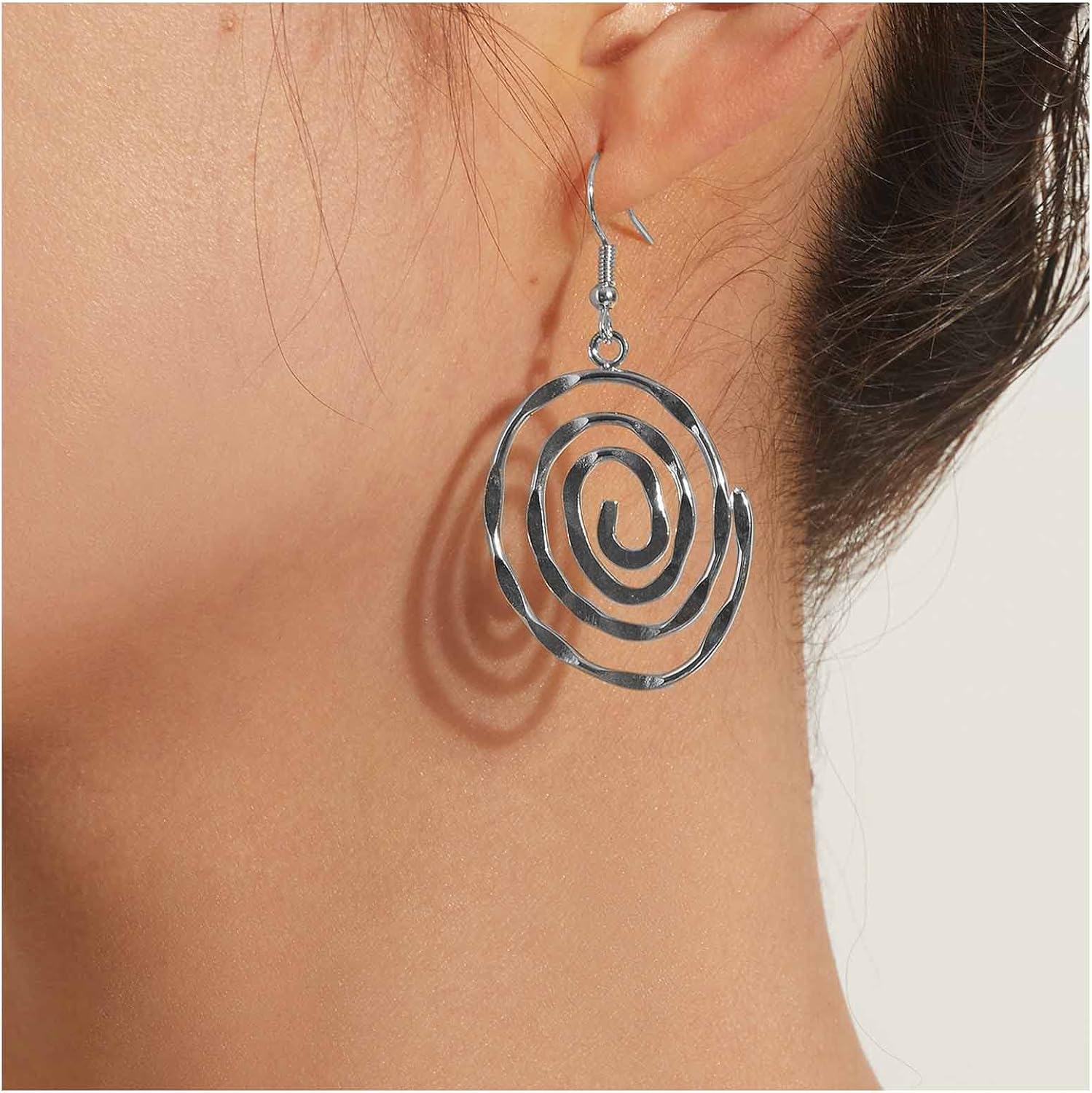 Boho Spiral Swirl Drop Earrings Gold Spiral Dangle Hook Earrings Tribal Spiral Hoop Earrings Hollow Round Stud Earrings Swirl Earrings Jewelry for Women and Girls - Image 2