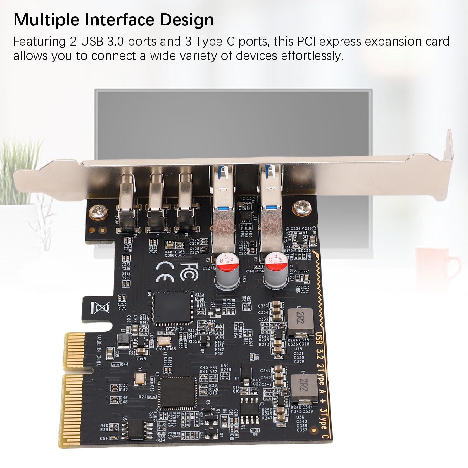 banapoy Scheda PCIE USB 3.0, Scheda di Espansione da 10 Gbps PCI Express a USB Tipo C con 2 Porte 3.0 e Porte C, per PC Desktop