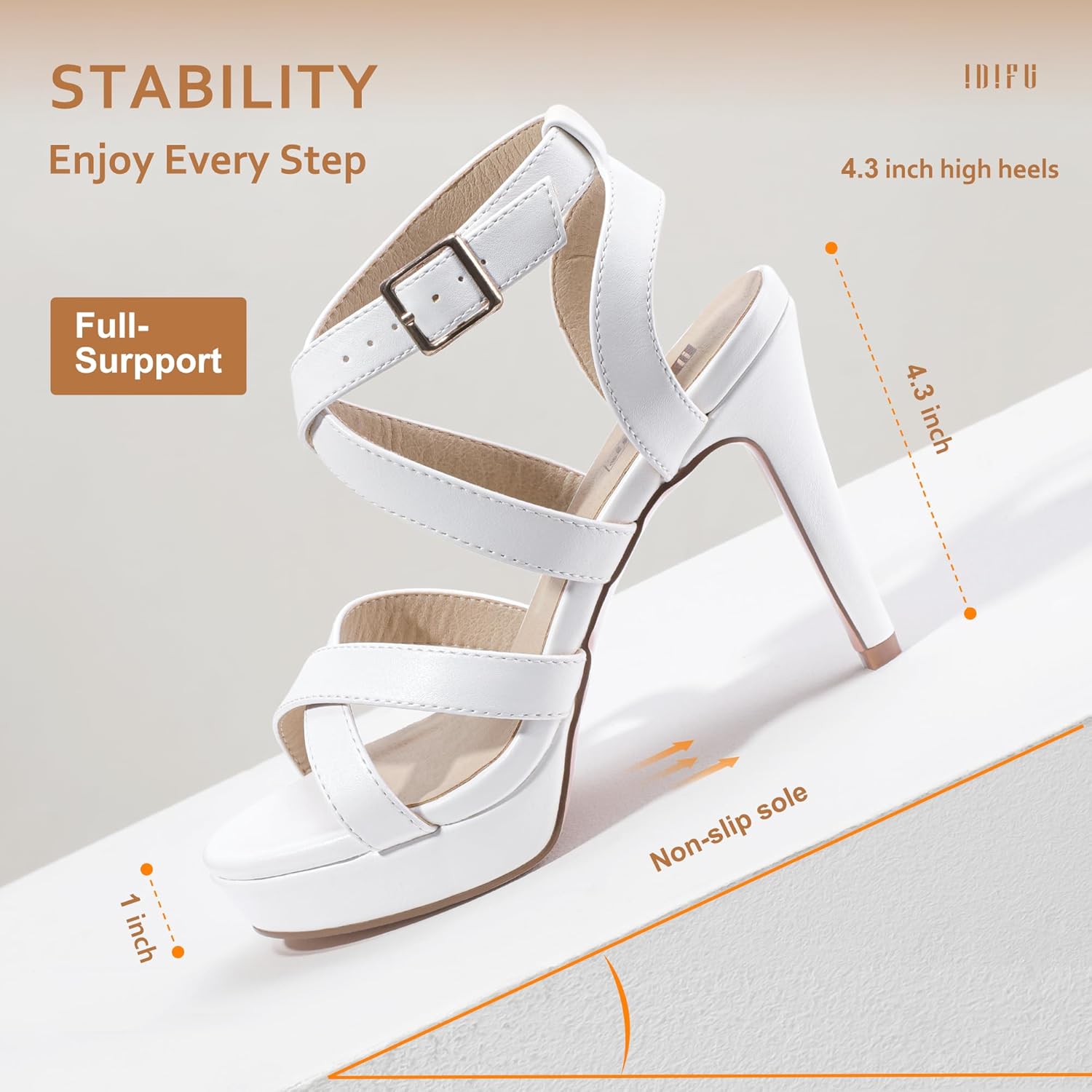 IDIFU Women's Dress Platform High Heels Strappy Heeled Sandals Open Toe Ankle Strap Shoes for Women Wedding Bridal Homecoming - Image 4