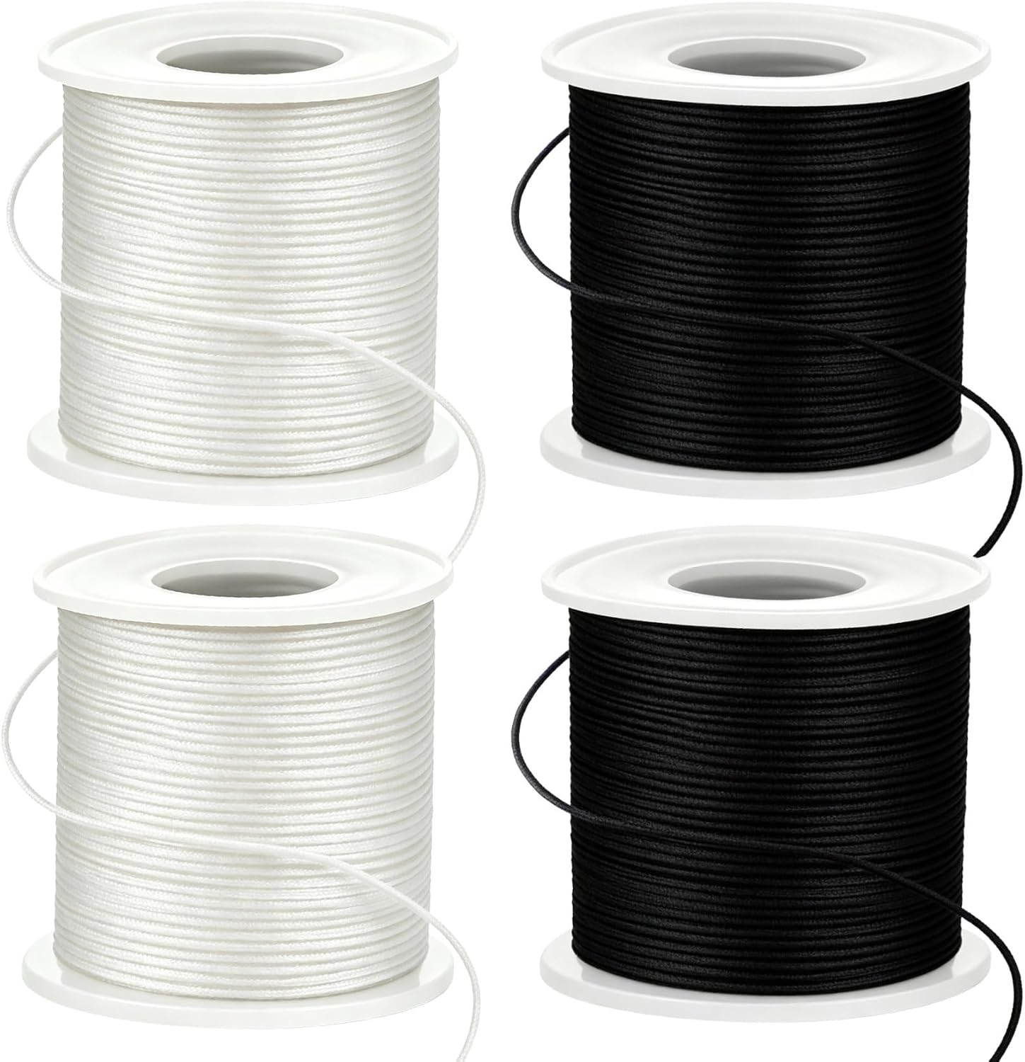 4 Rolls Stretchy Bracelet String, 660FT Elastic String Cord for Bracelets, 1mm Elastic Thread for Bracelets Jewelry Making Necklaces Beading Craft (2 Black, 2 White)