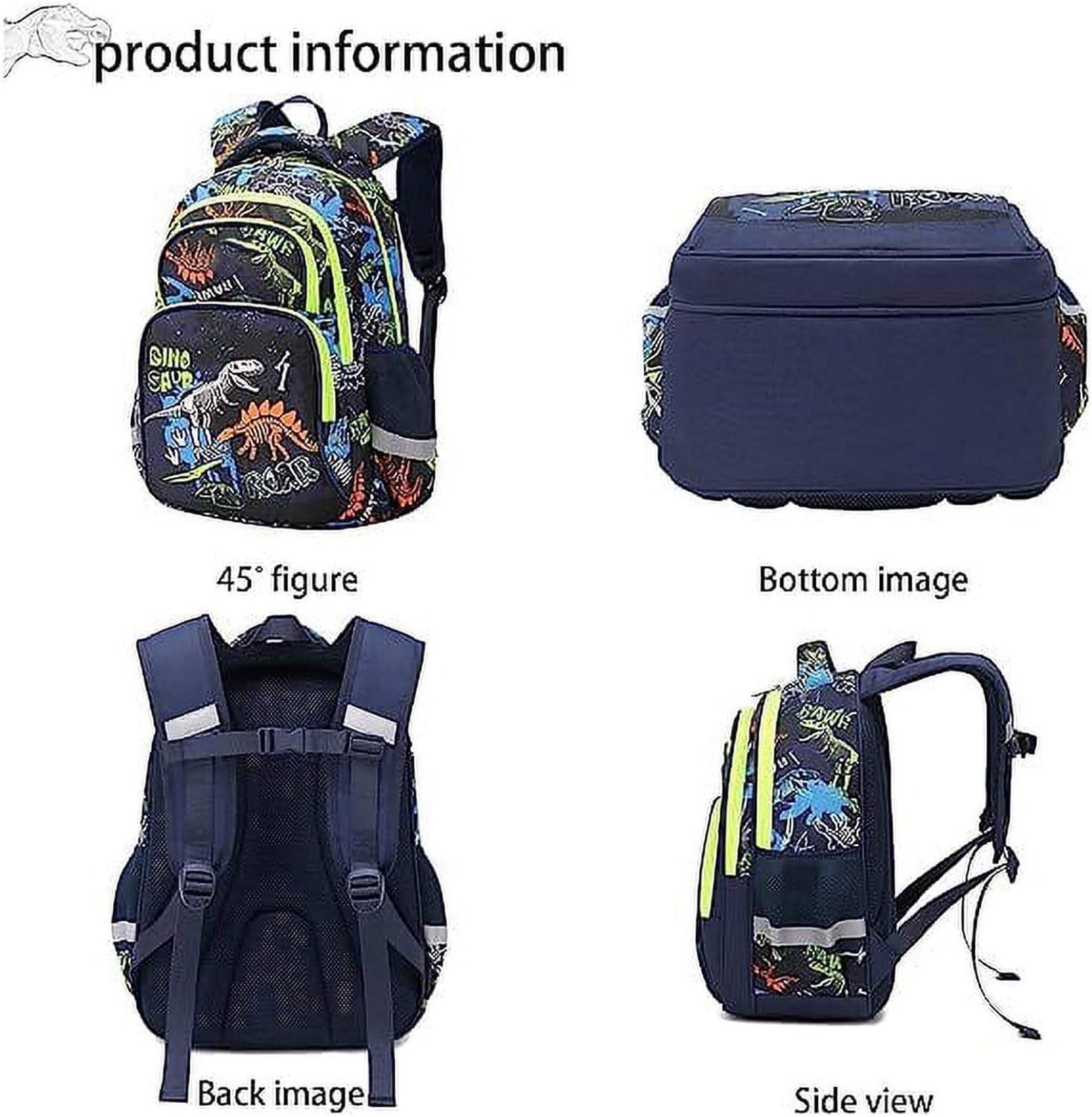 Dinosaur Backpack Set For Kids - 3-in-1 School Backpack, Lunch Bag & Pencil Case - View #2