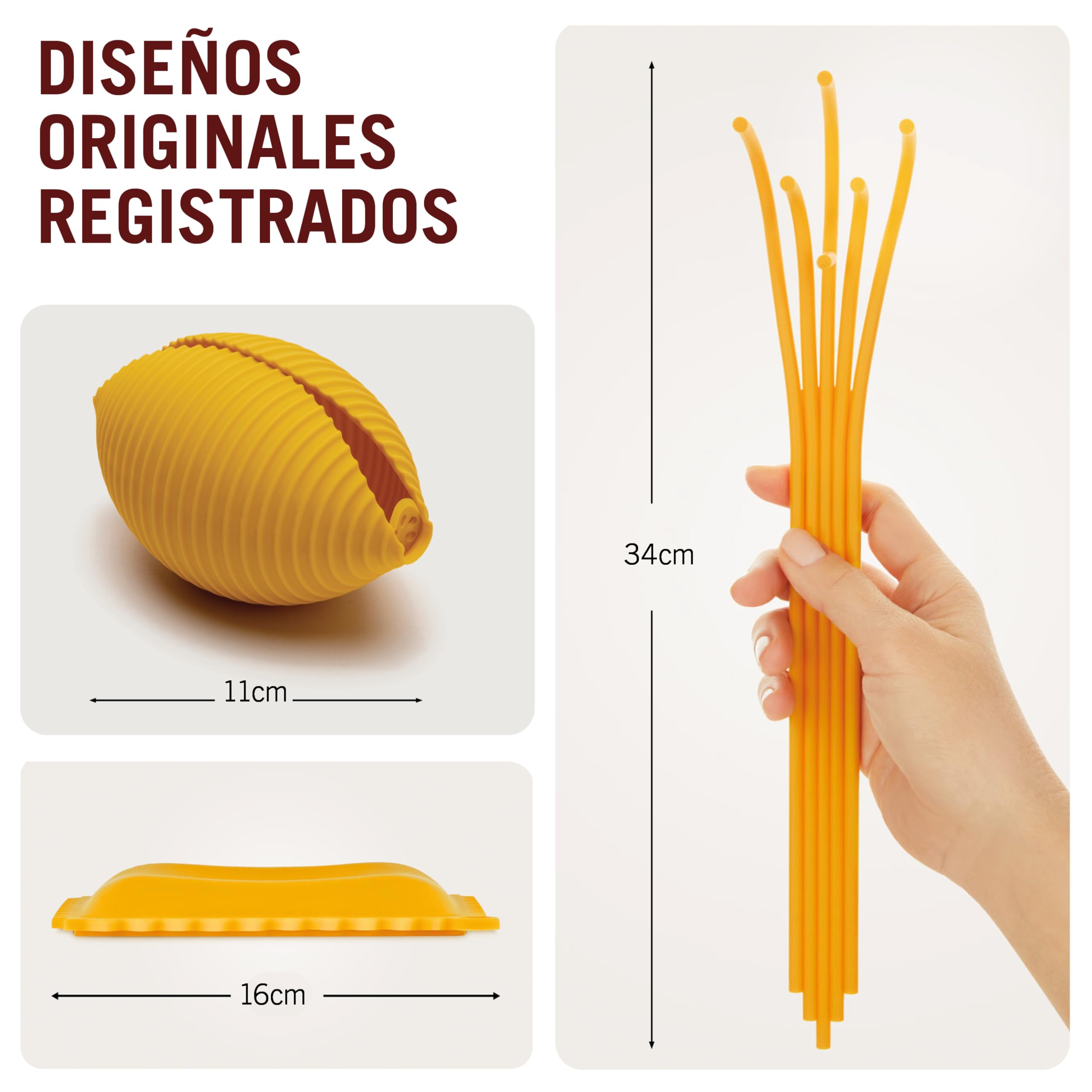 Monkey Business Herramientas de cocina de silicona en caja de regalo/3 utensilios de cocina grandes con forma de pasta/soporte para cuchara de raviolis, exprimidor de limón Conchiglie, cuchara para