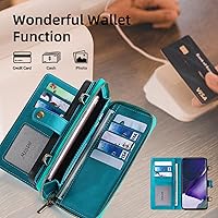 Vista 5 de Compatible con Samsung Galaxy Note 20 Ultra Glaxay Note20 Plus 5G - Funda tipo cartera multifunción 2 en 1 desmontable magnética para teléfono Azul