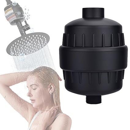 HyBaiS 15 Stage Shower Head Filter for Hard Water, Reduces Dry Itchy Skin, Dandruff, Remove Chlorine Fluoride Water Softener Chlorine and Fluoride- Works with All Shower Types