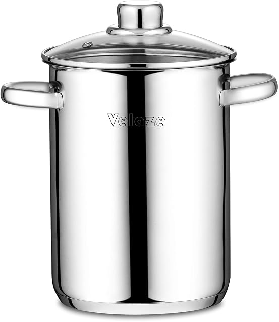 Velaze Asparagus Pot Stainless Steel Classic 4 L Vegetable Asparagus Steamer Pot with Basket and Lid Pasta Stovetop Steamer Cooker
