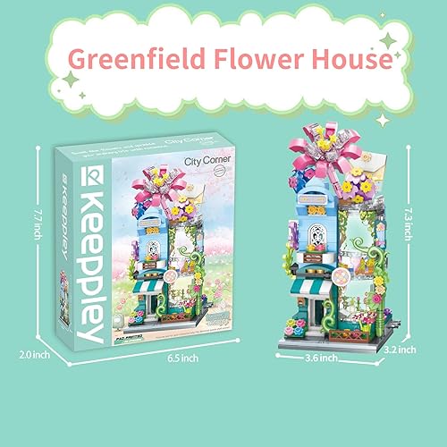 Miniatura 7 de QMAN Bloques de construcción para niñas, kit de construcción de flores, juguete educativo de construcción de vista de calle, juguete para niñas de 6