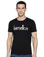 UNITED COLORS OF BENETTON Men’s Cotton Regular Fit T-Shirt (24P3P99J4214I_Black), Small