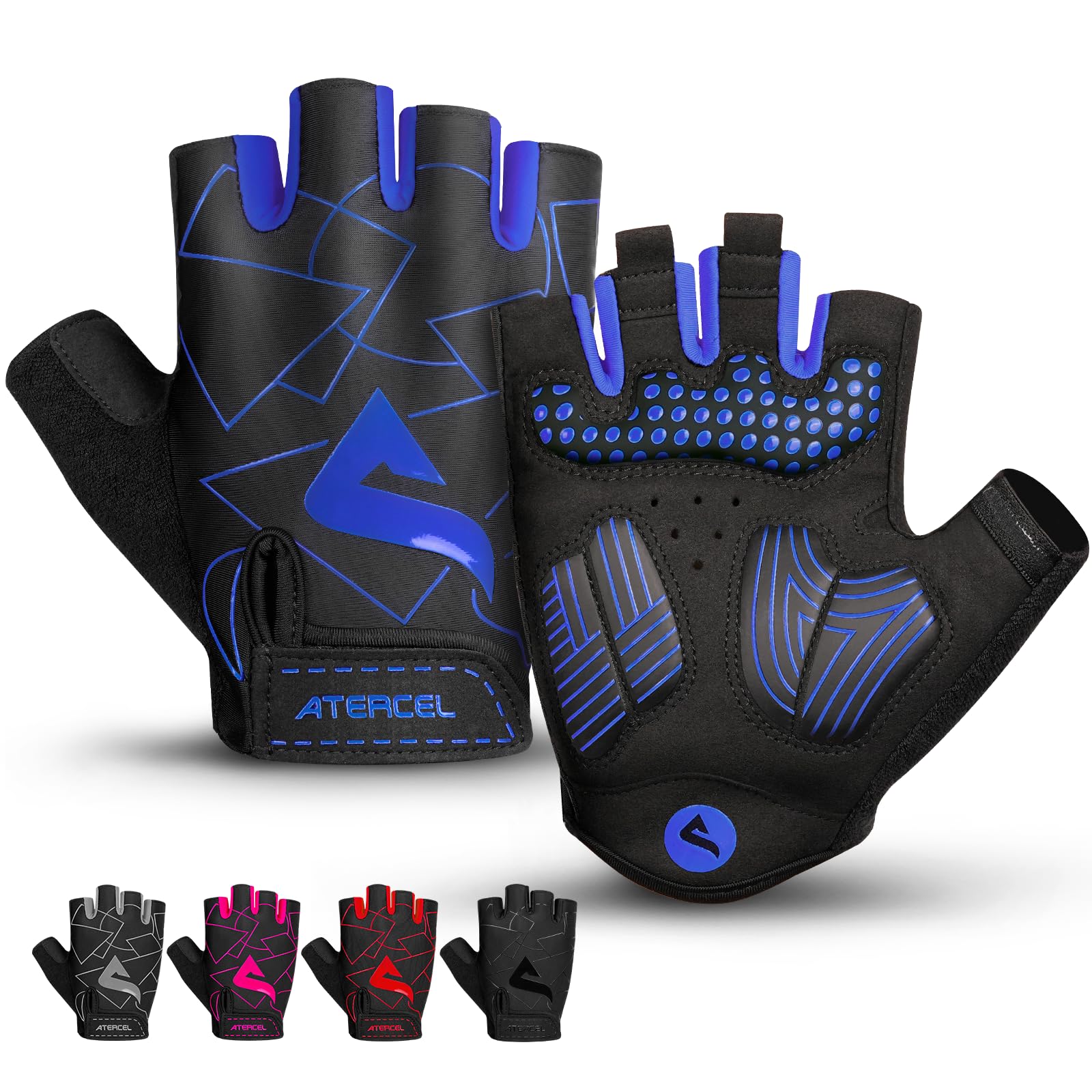 ATERCEL Fahrradhandschuhe Halbfinger für Herren Damen - Radsporthandschuhe MTB Handschuhe mit SBR-Polsterung für Radfahren, MTB, Fitness