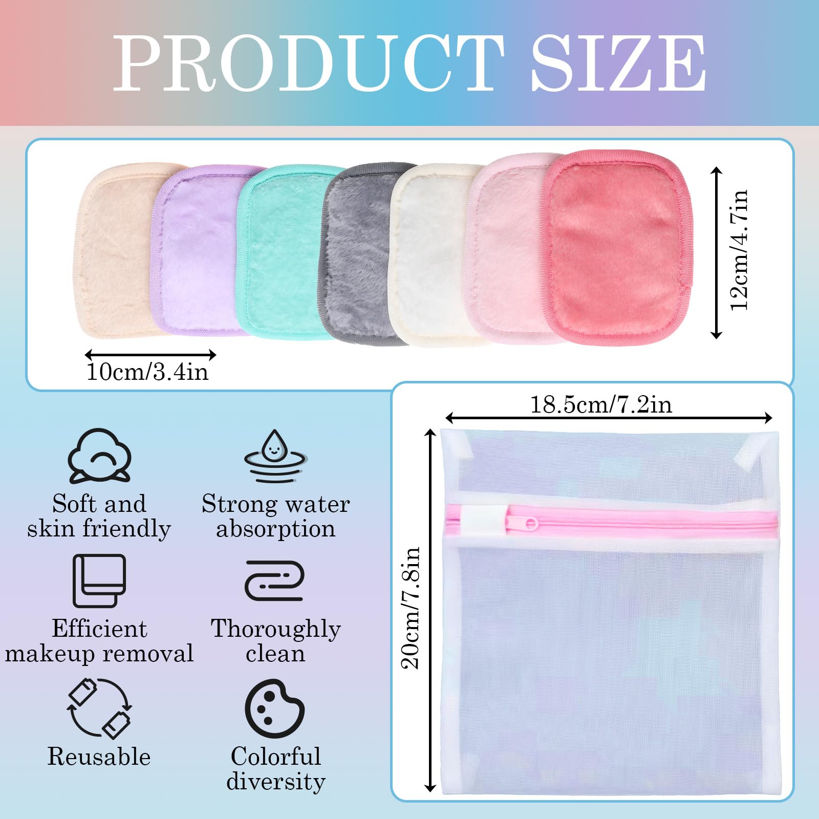 7 Pads Dischetti Struccanti Riutilizzabili, Salviette Struccanti per Viso con custodia, Spugnette Morbide, detergenti, senza nanoparticelle, per viso, occhi, labbra