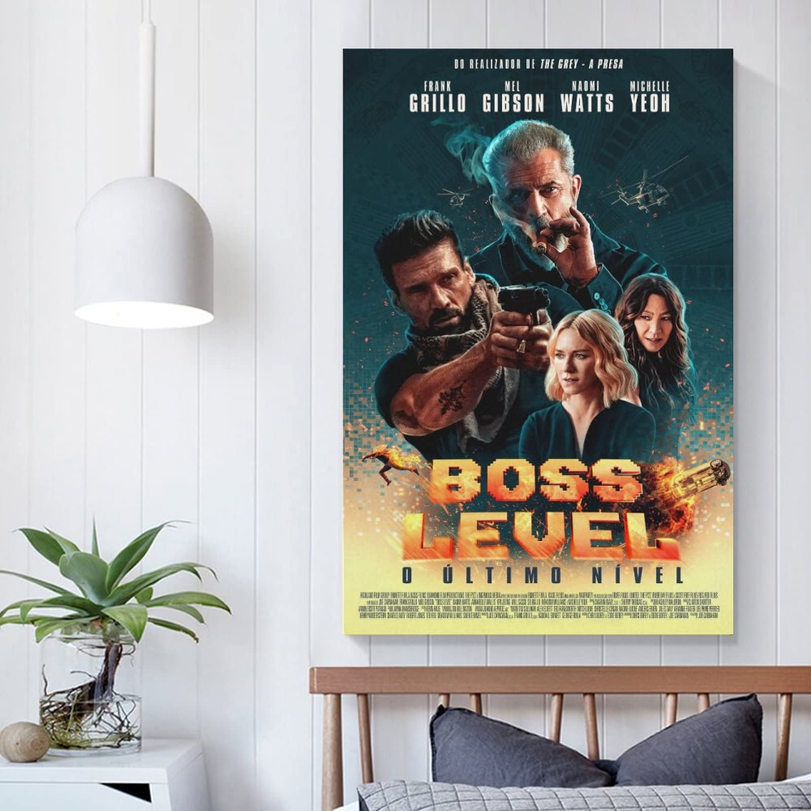 Amazon｜ボスレベルSFアクション映画ポスター キャンバス