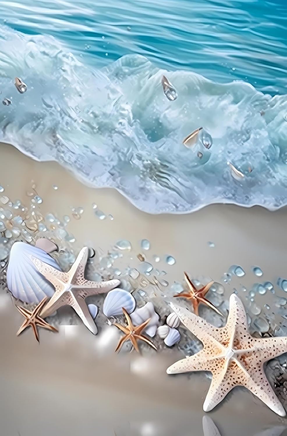 NSUAJOF Diamond Painting Kits Seastars,5D DIY Crafts for Adults Ocean Diamond Art Kits, Full Drill Round Gem Painting Kit Paint with Diamonds Dots, Gifts 20x30 inch